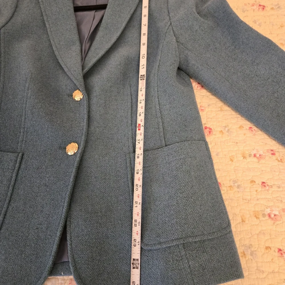 Talbots Teal Shetland Wool Blazor  Size 8 - Picture 5 of 10